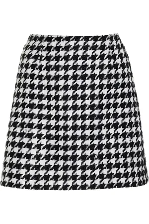 Carolina Herrera Houndstooth Tweed Mini Skirt, /white, US 4