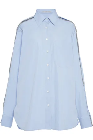 Stella McCartney Falabella Chain-Embellished Cutout Cotton Shirt, , IT 36