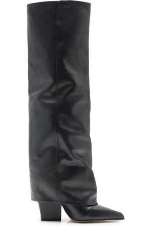 PARIS TEXAS Jane Fold-Over Leather Knee Boots, , IT 38