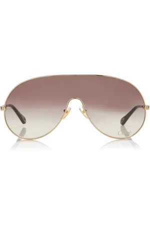 Chloé Aly Aviator Mask-Frame Metal Sunglasses, , OS