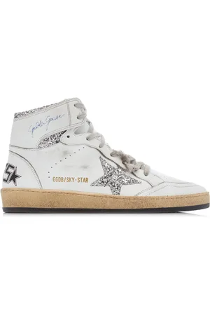 Golden Goose Sky Star Glitter-Embellished Leather Sneakers, , IT 36