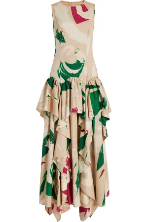 ULLA JOHNSON Mural Ruffled Cotton Poplin Maxi Dress, , US 2