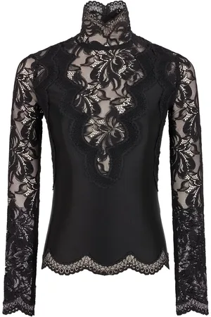 Paco rabanne Lace-Paneled Satin Top, , FR 34