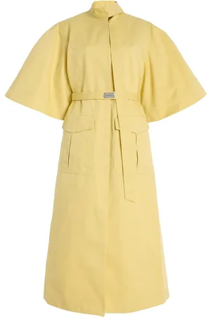 ALEXIS Ilardi Belted Twill Tie-Neck Midi Dress, , XS