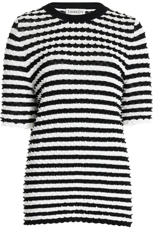 ZANKOV Elodie Striped Knit T-Shirt, /white, S