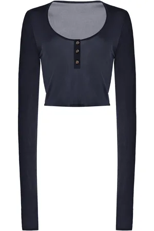 BRANDON MAXWELL The Wylder Cropped Henley Top, , XS