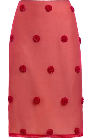 Des Phemmes Beaded Silk-Chiffon Midi Skirt, , IT 38