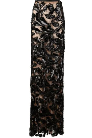 Francesca Miranda Ryn Sequined Lace Maxi Skirt, , US 4
