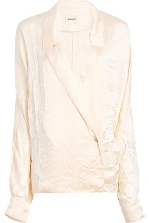 Khaite Garth Wrap-Front Satin Blouse, , XS