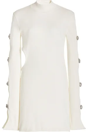 Mach & Mach Crystal-Embellished Ribbed Cotton Mini Dress, , FR 34