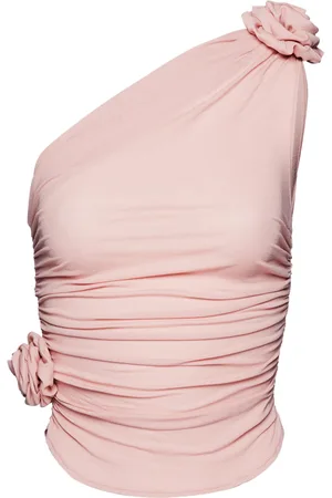 MAGDA BUTRYM Rosette One-Shoulder Stretch-Silk Top, , FR 36