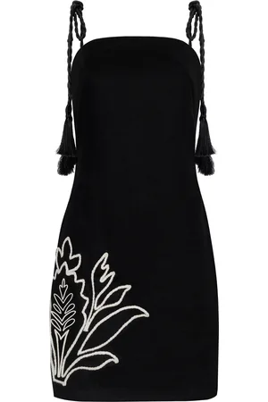 Andres Otalora Haath Embroidered Linen Mini Dress, , S