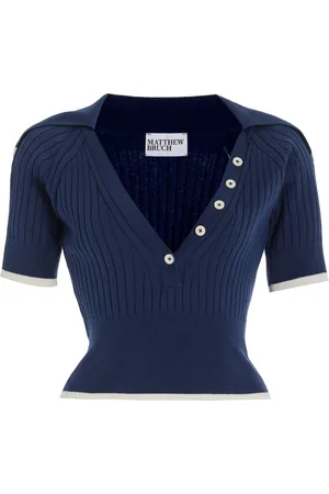 Matthew Bruch Exclusive Ribbed-Knit Cotton-Blend Cropped Top, , 1