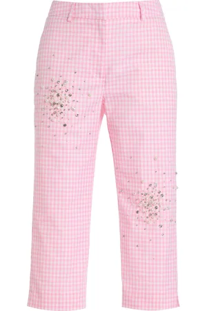 Des Phemmes Exclusive Riviera Embellished Gingham Capri Pants, , IT 38