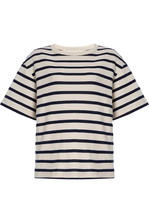 Citizens of Humanity Azure Striped Cotton T-Shirt, /white, XS