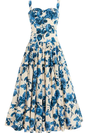 Cara Cara Santiago Tiered Cotton Bustier Midi Dress, , US 0