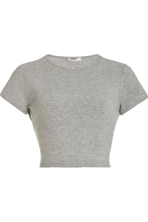 AGOLDE Savannah Cropped Ribbed-Jersey T-Shirt, , XS
