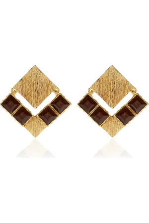 Oscar de la Renta Tartan Scramble Clip-On Earrings, , OS, , Gifts For Her