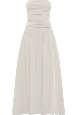 St Agni Gathered Cotton-Nylon Maxi Dress, , XS