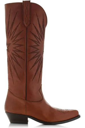 Golden Goose Wish Star Embroidered Leather Western Boots, , IT 36