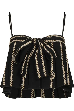 JOHANNA ORTIZ Deep Ocean Tie-Detailed Silk Crop Top, /white, US 12