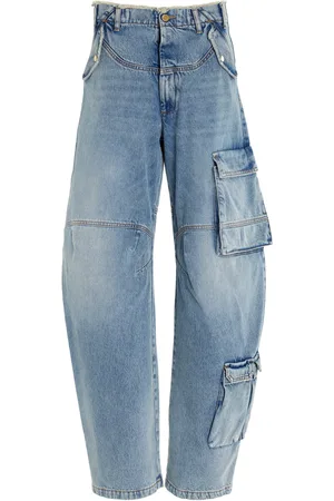 DARKPARK Rosalind Rigid Mid-Rise Barrel-Leg Cargo Jeans, , 24