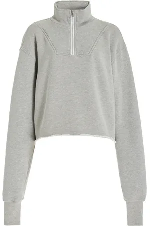 Les Tien Haley Cropped Half-Zip Cotton Sweatshirt, , L