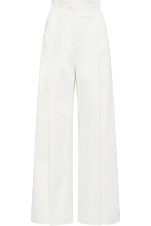 St Agni Paperbag-Waist Organic Cotton-Blend Wide-Leg Pants, , S