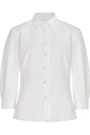 Carolina Herrera Icon Pearl-Buttoned Cotton-Blend Shirt, , US 2