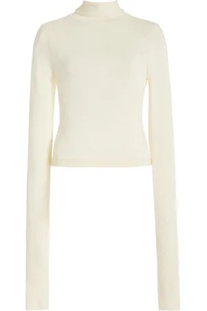 ÉTERNE Cropped Jersey Turtleneck Top, , XS