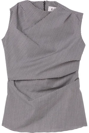 Rohe Checked Wool-Blend Cowl-Neck Top, /white, FR 34