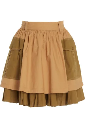 ULLA JOHNSON Jaqueline Pleated Cotton Mini Skirt, , US 2