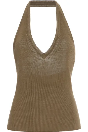 NILI LOTAN Ivey Knit Silk Halter Tank Top, , L