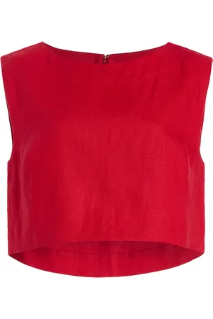 POSSE Martina Cropped Linen Top, , L