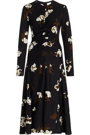 Erdem Ruched Stretch-Crepe Midi Dress, , UK 22