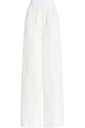 Simkhai Olly Double-Waist Cotton Faille Wide-Leg Pants, , XS