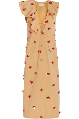 ULLA JOHNSON Harper Embellished Cotton-Blend Sleeveless Coat, , M