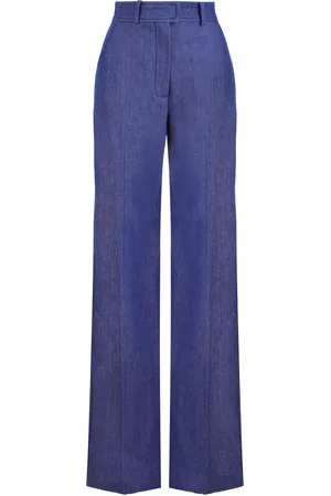 MARTIN GRANT Pleated Stretch-Denim Wide-Leg Jeans, , FR 32