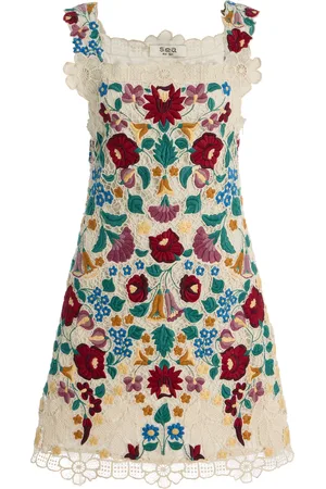 SEA Katharine Embroidered Cotton Mini Dress, , US 8