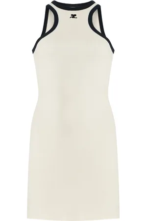 Courrèges Ribbed-Cotton Mini Tank Dress, , XS