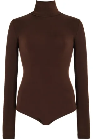 Wolford Colorado Turtleneck Jersey Thong Bodysuit, , L