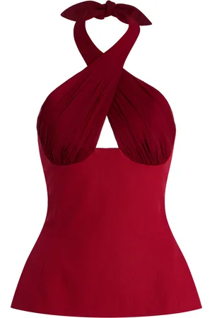 Tae Park Exclusive Sculpted Silk Halter Top, , XS