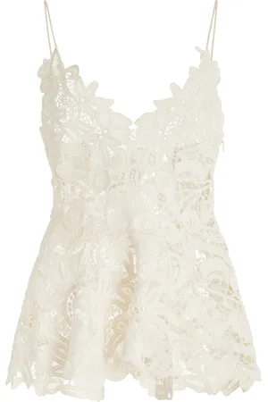 ULLA JOHNSON Lotta Linen Lace Tank Top, , US 8