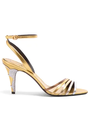 VALENTINO GARAVANI Ladycrush Crystal Metallic-Leather Sandals, , IT 36