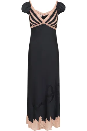 LOVESHACKFANCY Brinkley Lace-Trimmed Satin Maxi Hem, , US 14