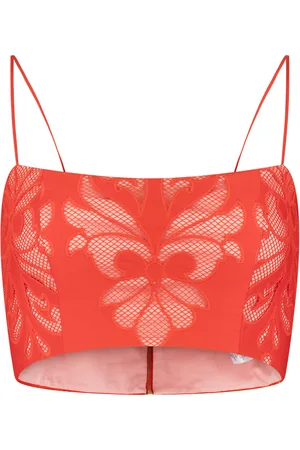 Silvia Tcherassi Trini Embroidered Cotton Crop Top, , S