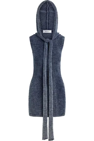 AYA MUSE Elio Tie-Detailed Knit Cotton-Blend Mini Dress, , S