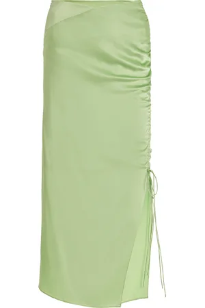 Alejandra Alonso Rojas Ruched Satin Midi Skirt, , US 2