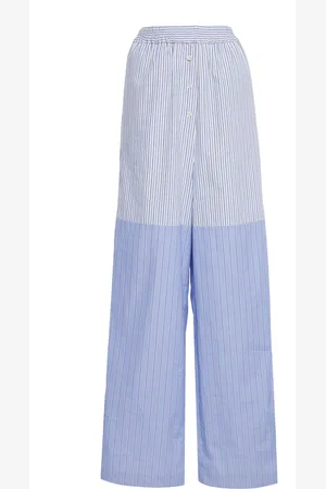 Stella McCartney Mixed-Stripe Cotton Wide-Leg Pants, , IT 38