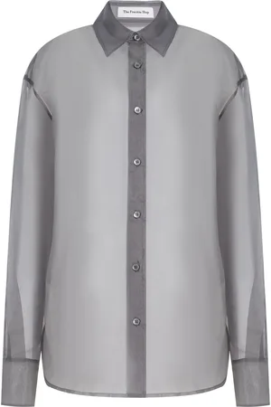 The Frankie Shop Peri Sheer Silk-Blend Shirt, , XS
